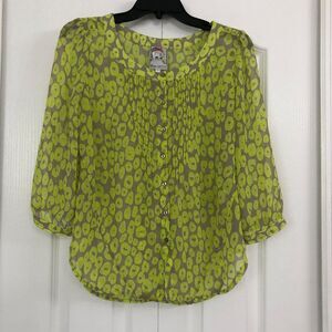 Yoana Baraschi womens Long sleeve button up sheer blouse yellow small